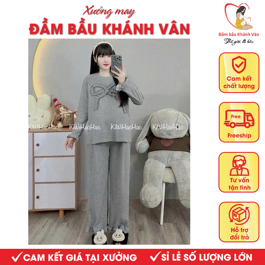 Bộ đồ bầu dài tay chất len lông thỏ Khánh Vân Bộ đồ bầu dài tay chất len lông thỏ Khánh Vân