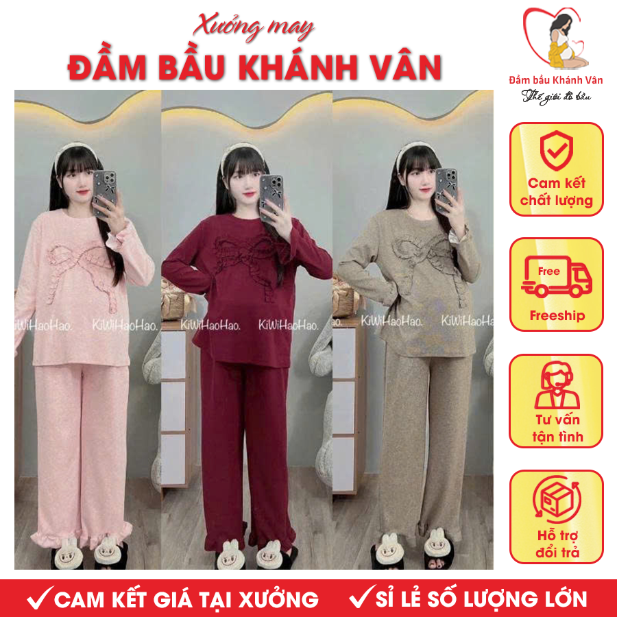 Bộ đồ bầu dài tay chất len lông thỏ Khánh Vân