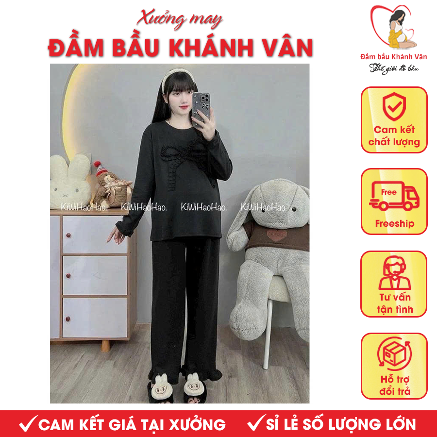 Bộ đồ bầu dài tay chất len lông thỏ Khánh Vân Bộ đồ bầu dài tay chất len lông thỏ Khánh Vân