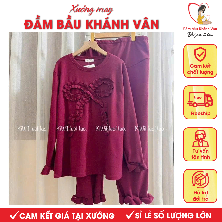 Bộ đồ bầu dài tay chất len lông thỏ Khánh Vân Bộ đồ bầu dài tay chất len lông thỏ Khánh Vân