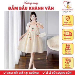 Đầm Váy Bầu Babydoll Cộc Tay Khánh Vân
