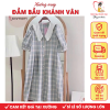 Đầm bầu, váy bầu cộc tay caro Khánh Vân