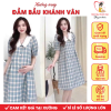 Đầm bầu, váy bầu cộc tay caro Khánh Vân