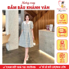 Đầm bầu, váy bầu cộc tay caro Khánh Vân