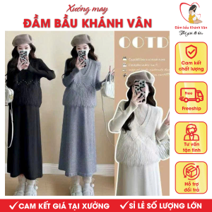 Set Đầm Bầu Len Tăm Khánh Vân