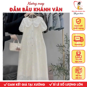Váy Đầm Bầu Cổ Bèo Khánh Vân