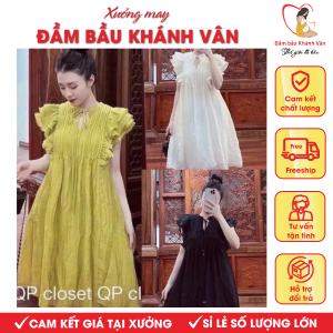 Váy bầu cộc tay cánh tiên Khánh Vân
