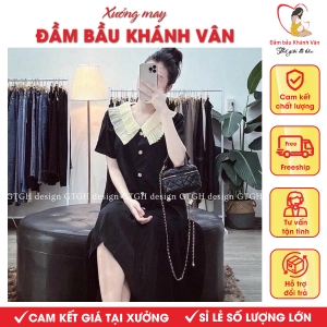 Váy bầu, đầm bầu công sở cổ bèo Khánh Vân